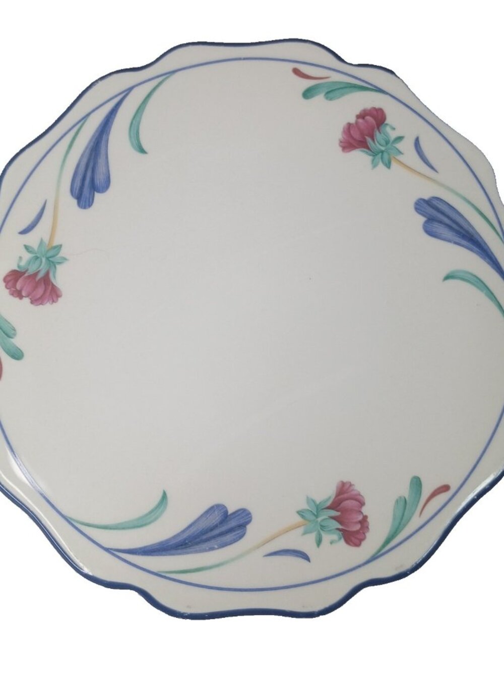 Lenox Poppies on Blue Cheese Trivet Scalloped 7 1/2" Discontined Vintage USA